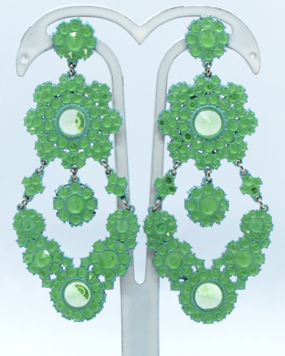 orecchini  pendenti verde  smeraldo cm 8.5